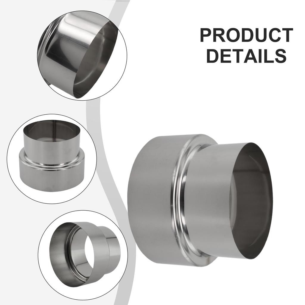 Stainless Steel Chimney Reducer 120mm To 100mm with Heat Resistant and Reinforced Seam for Leak Resistant Ventilation