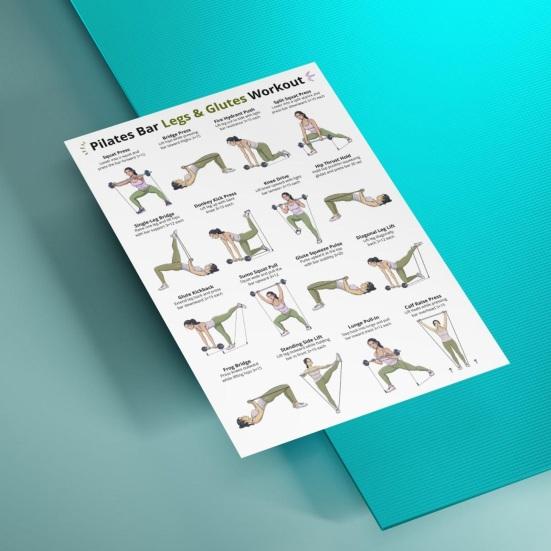 3ks Pilates tyč Plné tělo Cvičení Plakátová sada Noha Bok Paže Záda Postura Cvičební tabulka pro domácí posilovnu Laminované Fitness