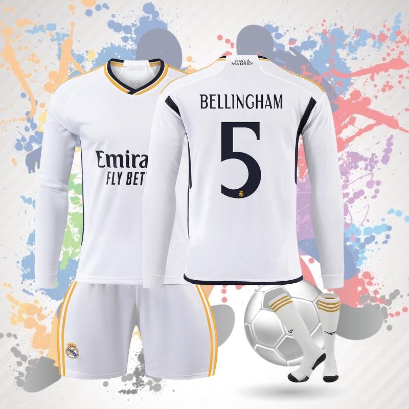 2324 Real Madrid Long Sleeve Soccer Jersey For Kids Suitable For All Seasons Unisex Various Sizes