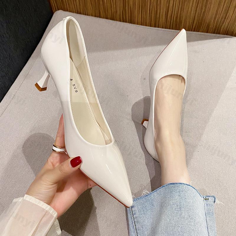 Fashion Spring Fashion Shoes Women's 2025 New Concise Elegant Medium Heel Women's Pumps Pointed Toe Shallow Thin Heels High Heels