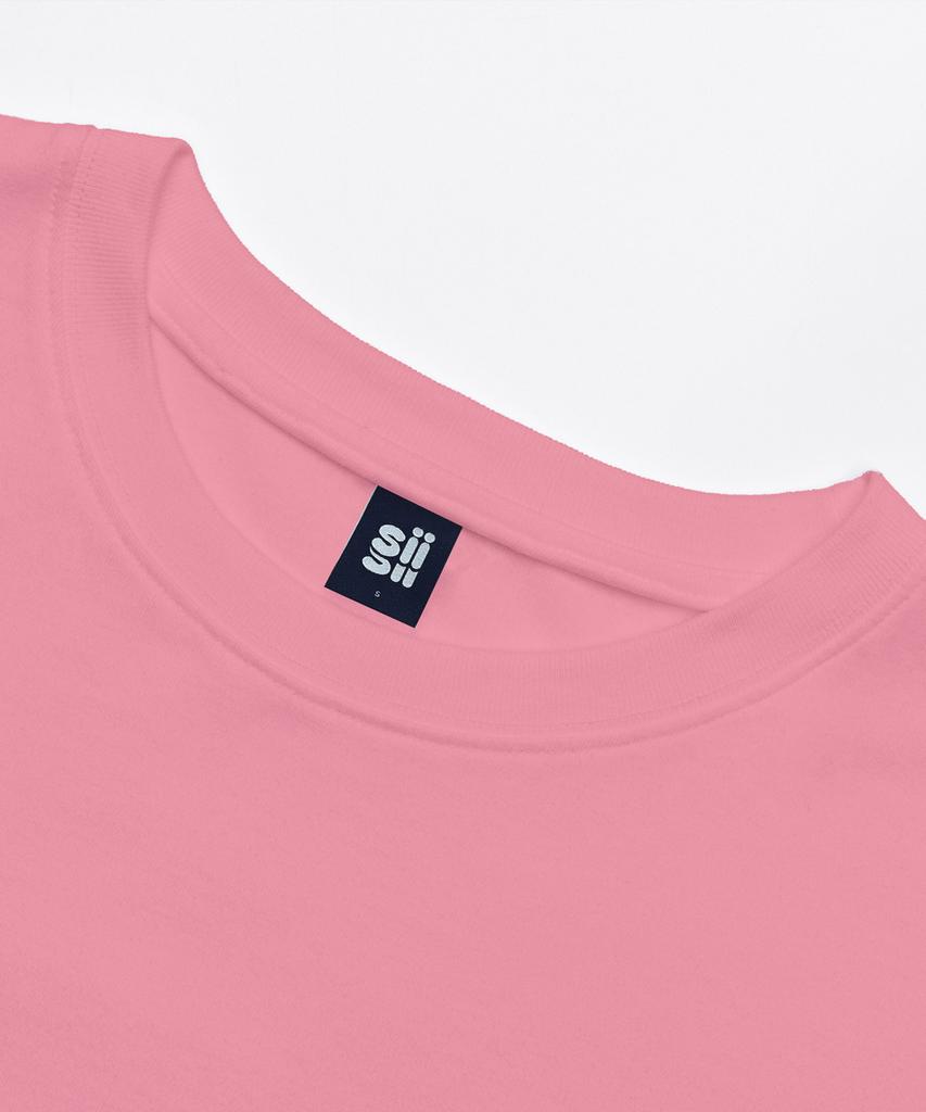 PAGESIISII Soft Pink Crayon Flower Print Crop Short Sleeve Tee Pink