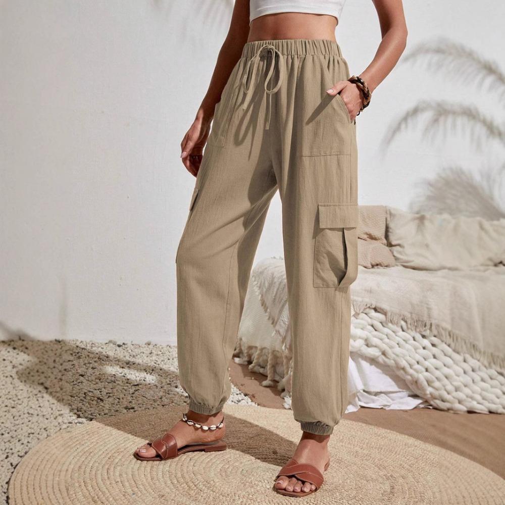 Women Solid Color Women Pants Pocket Women's Pants Spring Summer Collection Pocket Workwear Womens Pants