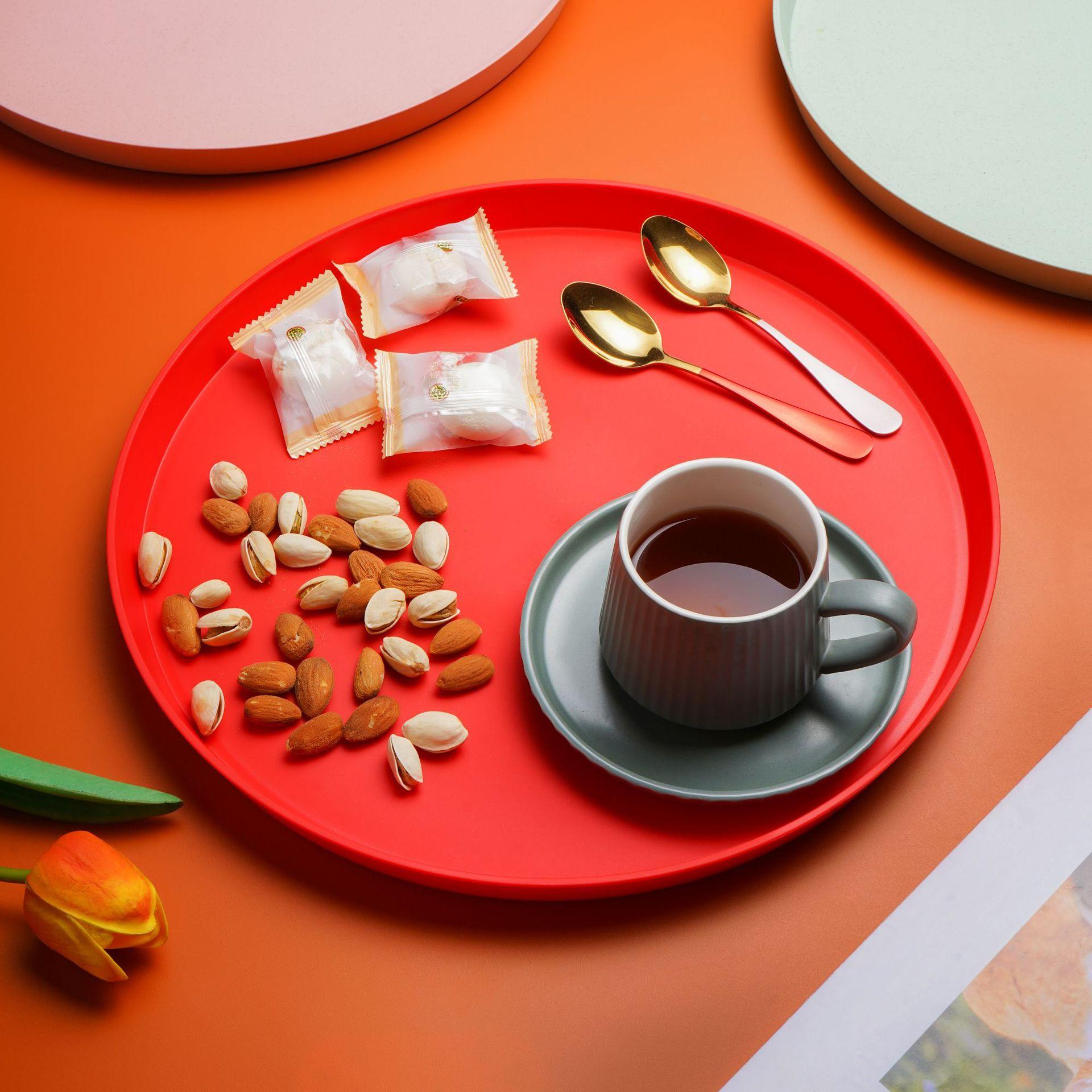 

Поднос из пшеничной соломы, поднос для обеденного стола, поднос для чая, бытовой круглый поднос для овощей, ресторан, пластиковая тарелка с фруктами