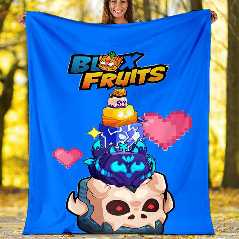 Coperta Stampata Tema Blox Fruits - Perfetta per Divano, Letto, Viaggio e Uso Esterno | Lavabile in Lavatrice, Accogliente e Durevole.