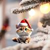 Christmas Cat Ornament 2D Acrylic Cute Cat Xmas Tree Pendant