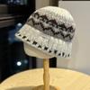 Winter Knitted Warm Contrast Maillard Fisherman Hat Women's Thickened Cold Proof Fashion Woolen Hat Basin Hat