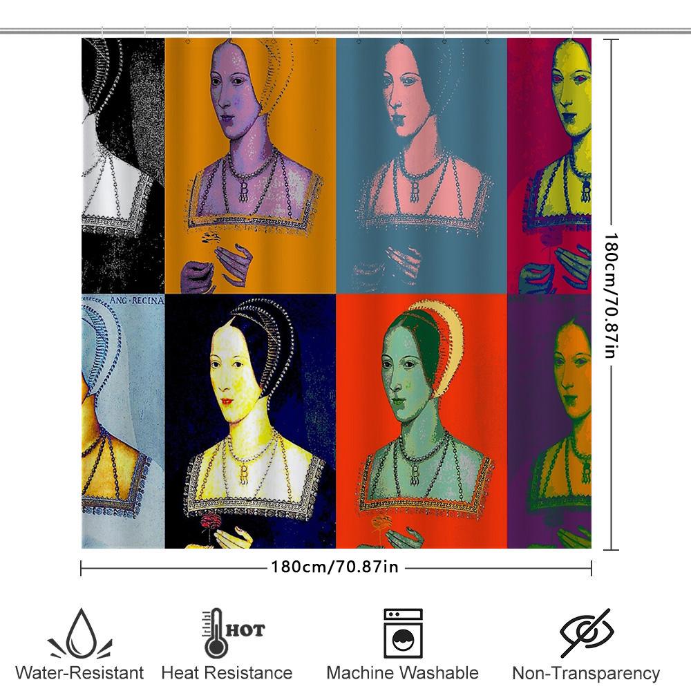 Vintage Renaissance Portrait Shower Curtain Queen Mary Tudor Historical Baroque Decor Elegant Bathroom Set Artistic Tapestry