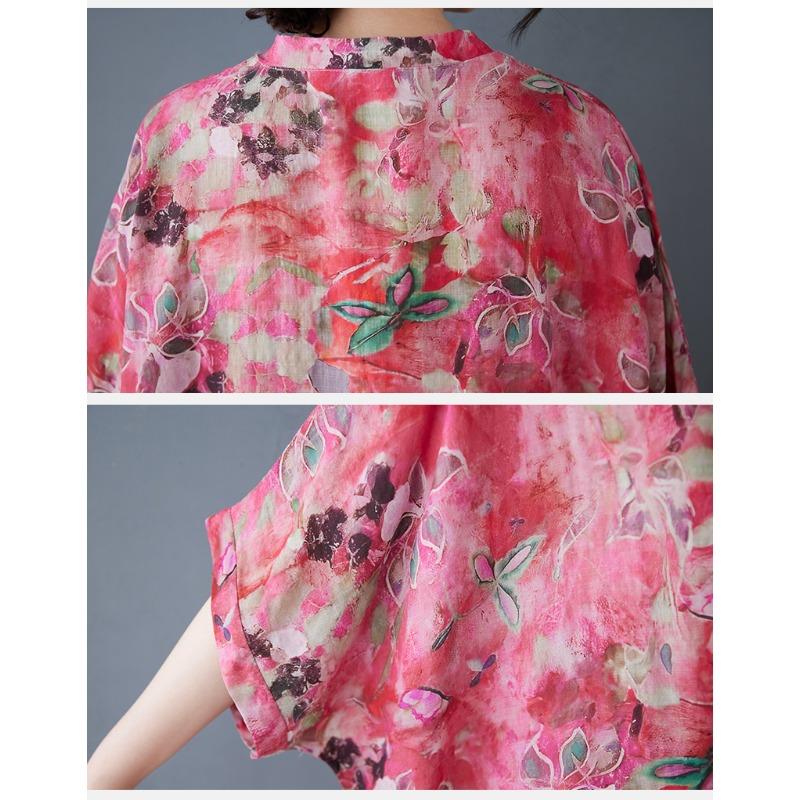 Dimanaf 2025 Plus Size Summer Dress Women Casual Vintage Long Dress Loose Floral Printing Basic Dress Maxi