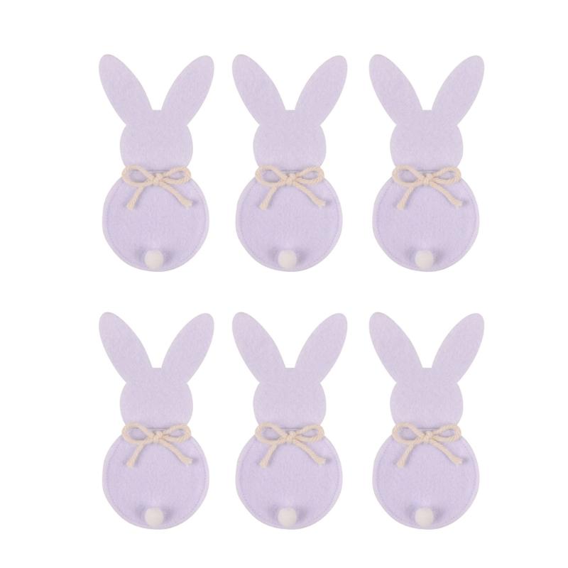 Cutlery Case Lovely Rabbit Cutlery Holder Cutlery Bag for Easter Christmas New Year Decor Non Woven Cloth Resuable 6PCS