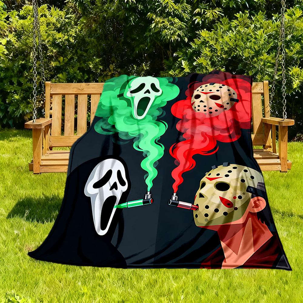 1pc Scream Jason Outdoor Blanket Lightweight Flannel, Soft & Warm, All Season Use for Sofa, Outdoor, Camping, Living Room, Office, Chair