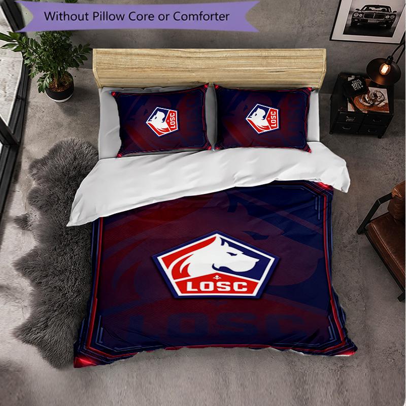 LOSC Lille FC Themed Bedding 3Pcs Duvet Cover Set Decorative Bed Linen For Teen Room Home Decoration