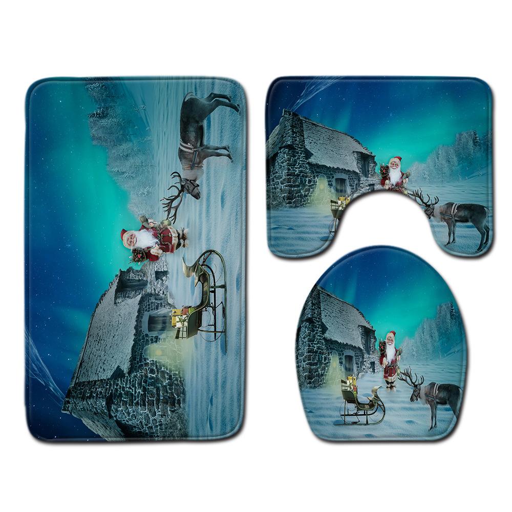 Weihnachts-Badezimmer-Bodenmatte Toilette Dreiteiliges Set