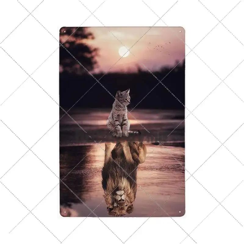 Funny Black Cat Pet Animal Cartoon Metal Tin Sign Vintage Poster Decorative Wall Plates Plaque Retro Home Decor 20x30cm