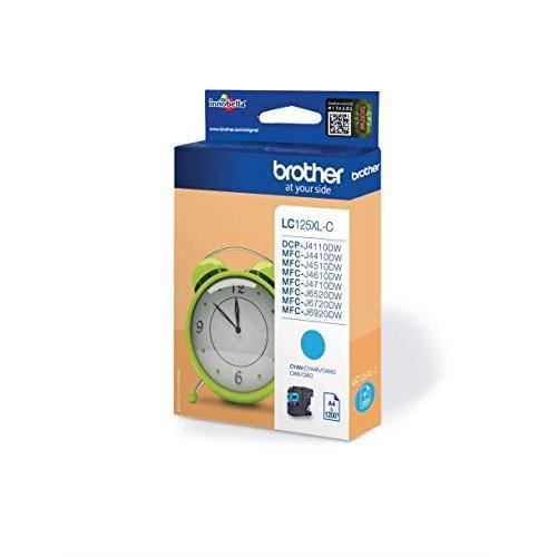 Brother LC125XLC | Cartouche jet d'encre cyan haute capacité | Imprime jusqu'à 1 200 pages LC125XLC