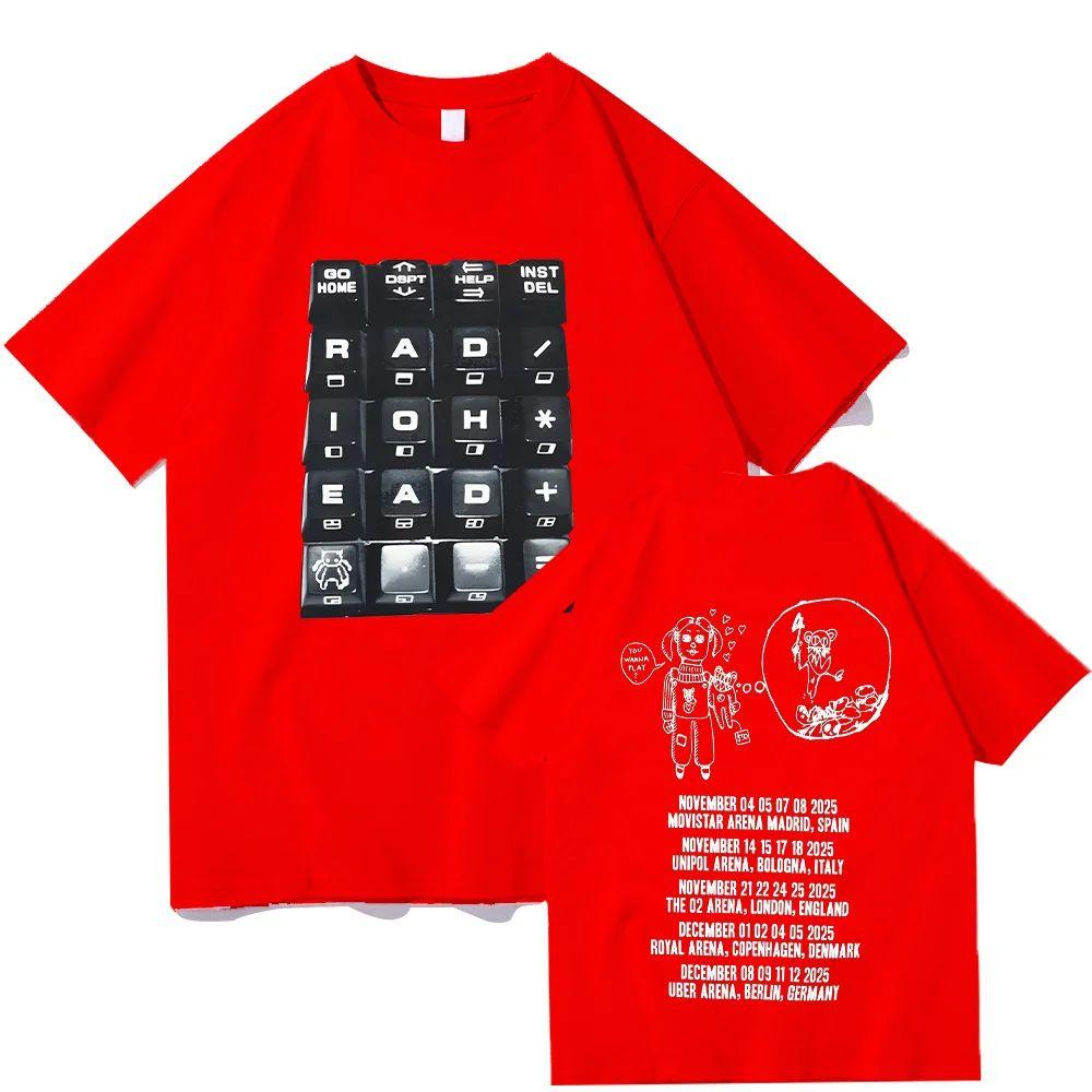 Módní trička rockových kapel Radiohead 2025 Černé Tour Tričko Potisk Bavlna Volné Vrcholy Streetwear Y2k Hip Hop Krátký Rukáv Unisex
