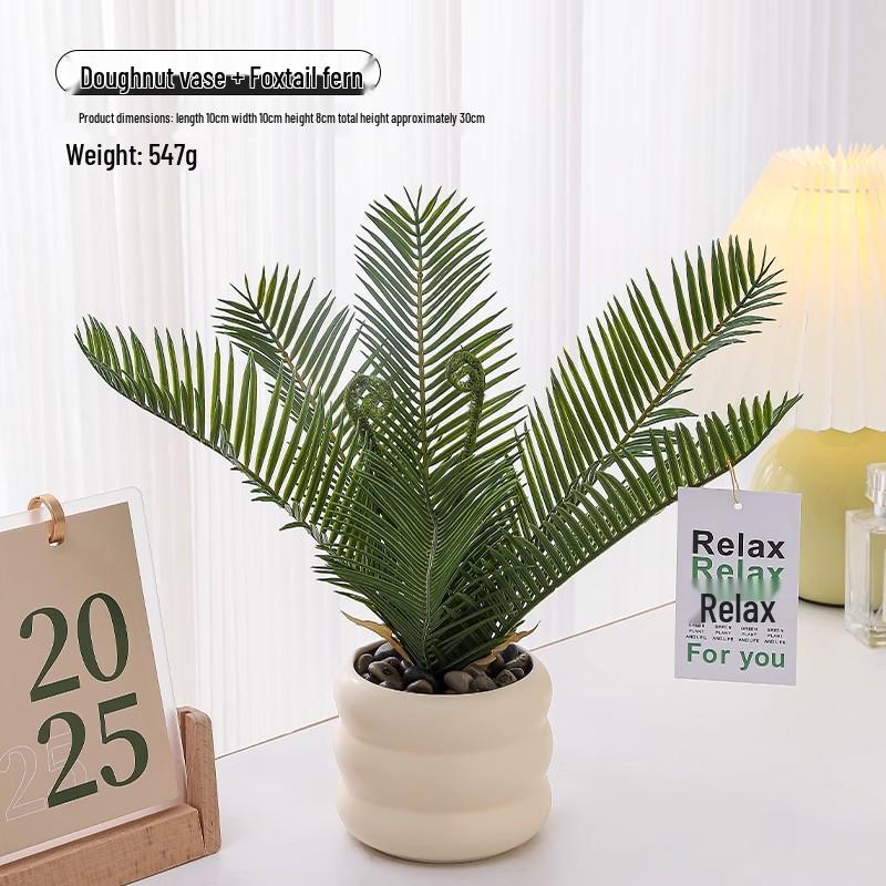 Nordic Bionic Green Faux Bonsai Plants - Indoor Tabletop Decor for Office & Living Room