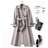 Women's Mid-Length Trench Coat - 2024 Spring/Autumn Korean Style, Plus Size & Petite, British-Inspired Over-the-Knee Outerwear