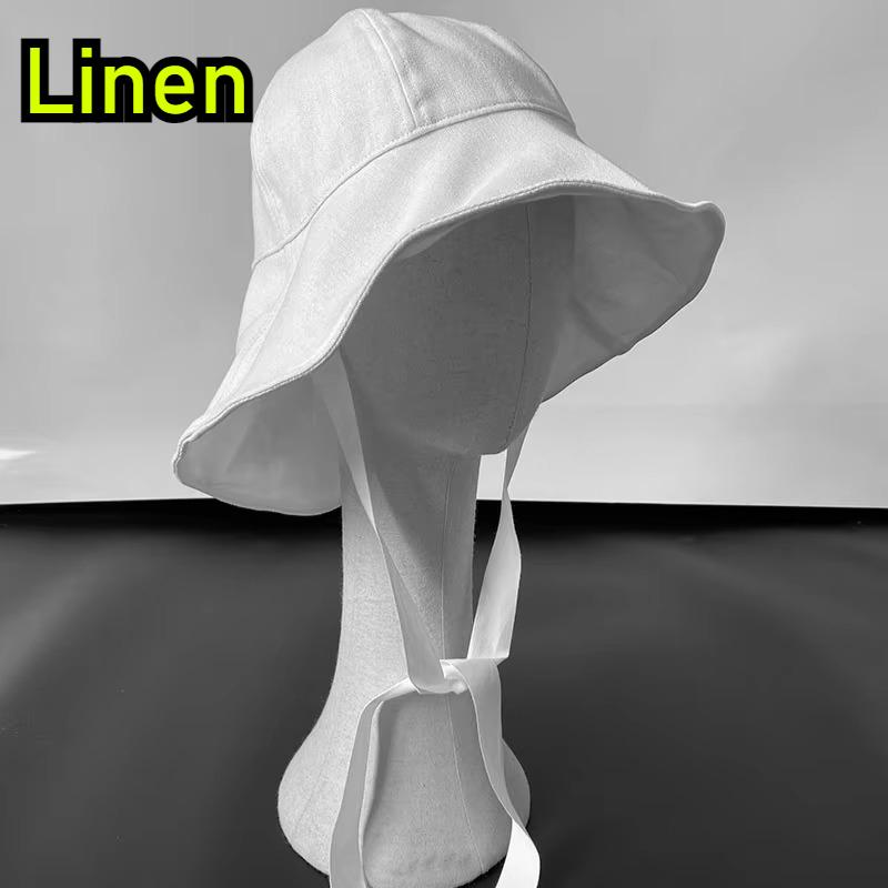 Freedom Outdoors Women's Black Linen Breathable Wide Brim Sun Hat Summer Beach Upf50+ Uv Protection Foldable Fisherman Hat Casual Japanese Lace-Up Hat 55-58Cm
