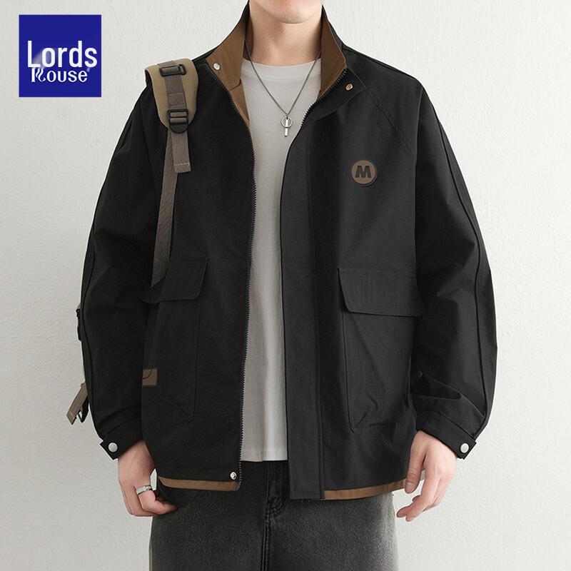 Luozhi Men's Spring Autumn Loose Stand Collar Casual Jacket