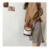 Vintage Color Block Bucket Bag Trendy Shoulder Purse Fashion Round Cylinder Crossbody Handbag for Women CLE
