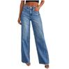 Women Baggy Mid Waist Jeans Wide Leg Loose Denim Pants Straight Leg Cropped Barrel Jeans