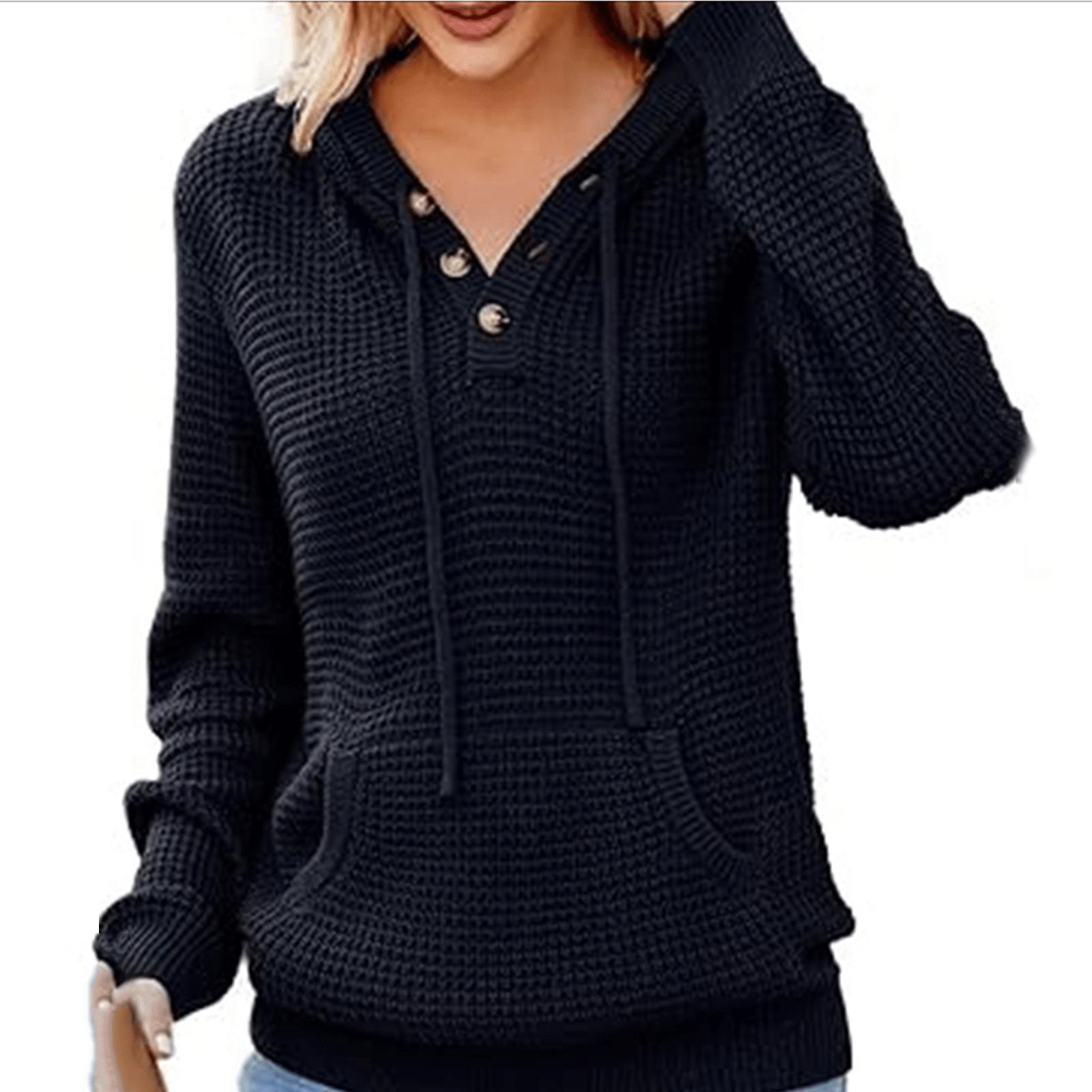 Женский модный вязаный пуловер с капюшоном, цветные блоки XL чёрный