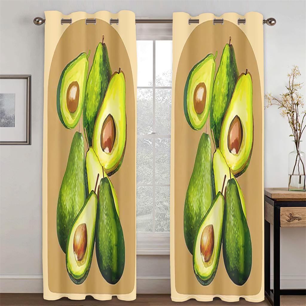 3D Abstract Geometric Style Art Green Fruit Pattern Window Curtains Modern Simple Style Home Living Space Bedroom Space Window Decorative Piece