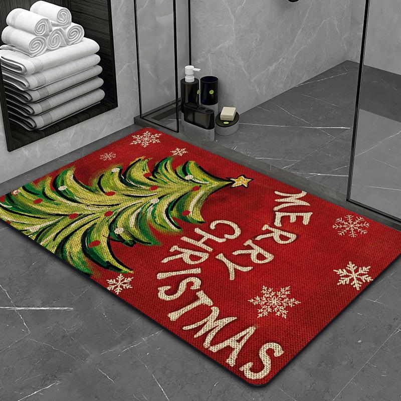 

Christmas Cartoon Carpet Durable Stain-Resistant Easy Clean For Bathroom Kitchen Floor Home Decor 60*90cm