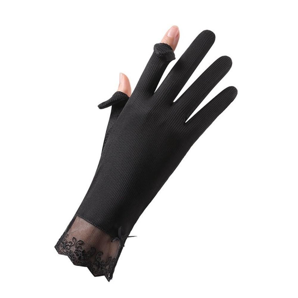 Lace Sun Protection Gloves UV Protection Ice Silk Gloves Lightweight Sunscreen Gloves for Summer