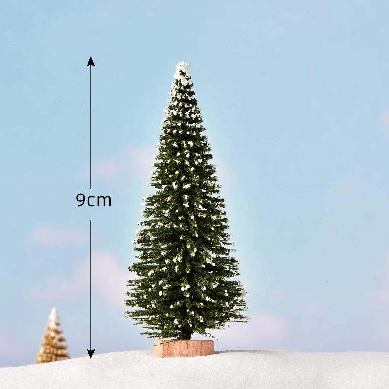 Mini Christmas Tree Ornament With Snow Frosted Design Cute Figurines For Tabletop Holiday Party Decor