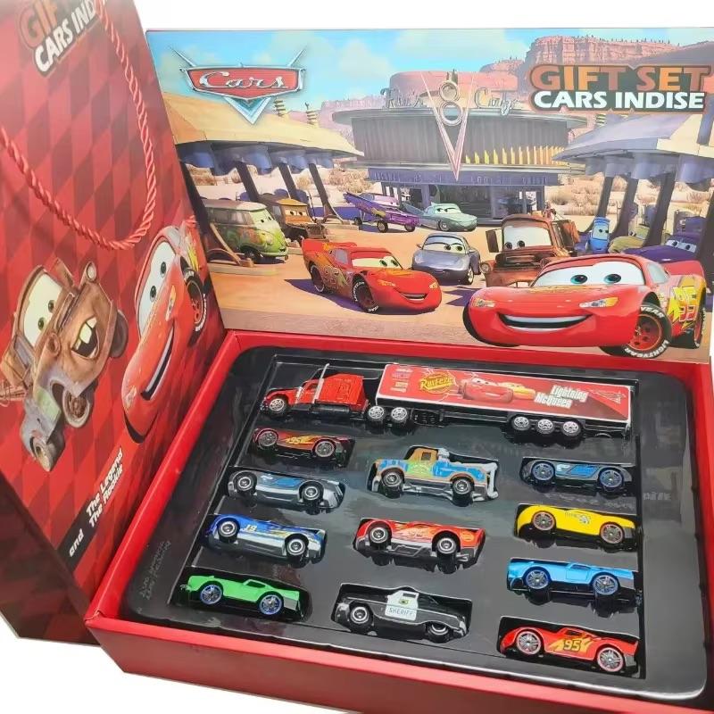 Hot  12Pcs  Pixar Cars Gift Box Metal Diecast Lightning Mcqueen Car Model Toy Jackson Uncle Truck Boy Birthday Toys