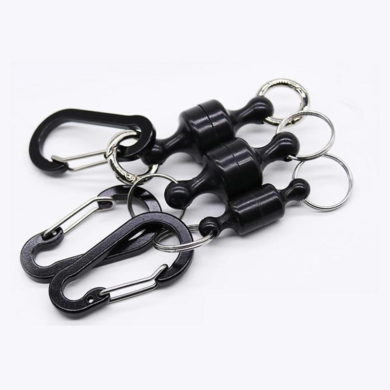 Portable Steel Fishing MRC Strong Magnetic Quick Release Clips Net Holder With Fishing Coil Lanyard Aluminum Carabiner