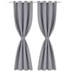 2 pcs Rideau Blackout Occultant Gris avec Œillets en métal 135x245cm