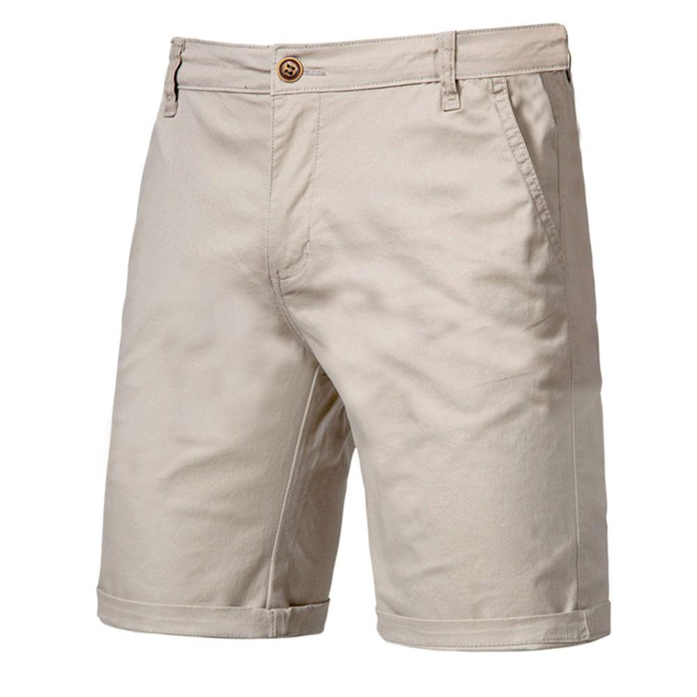 Sommer Baumwolle Uni Shorts Herren Hohe Qualität Lässig Business Sozial Elastischer Bund Herren Shorts Badeshorts Gerade Fünf-Punkt-Hose Werkzeugshorts Herren