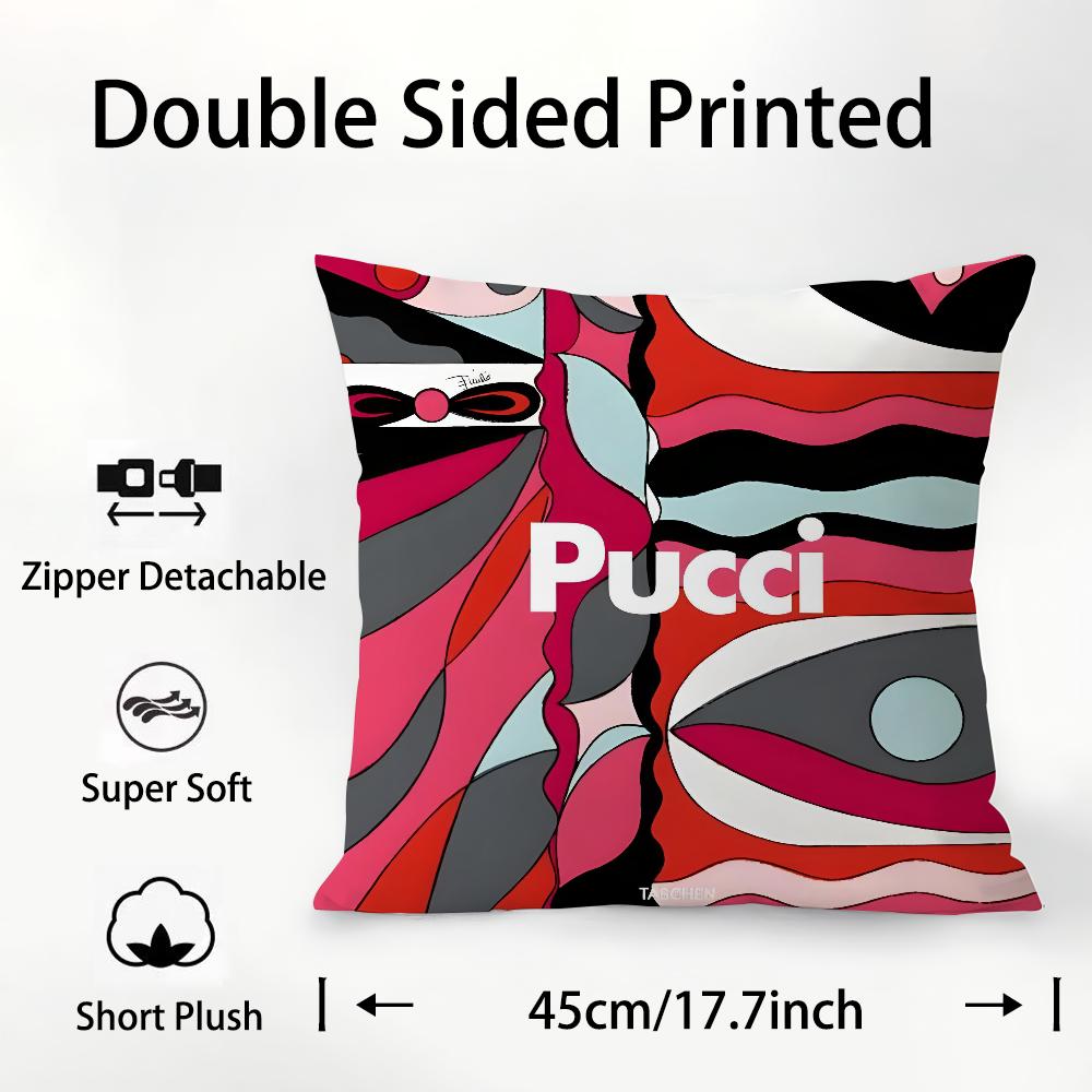 Fashion E-EE-Emilio logo P-Pucci Pillow Case Plush Fabric Soft Double Sided Print Sofa Cushion Cover Throw Pillow Covers