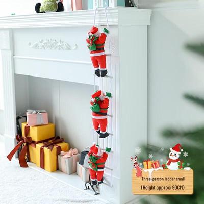 Décoration Père Noël grimpant à l'échelle de Noël