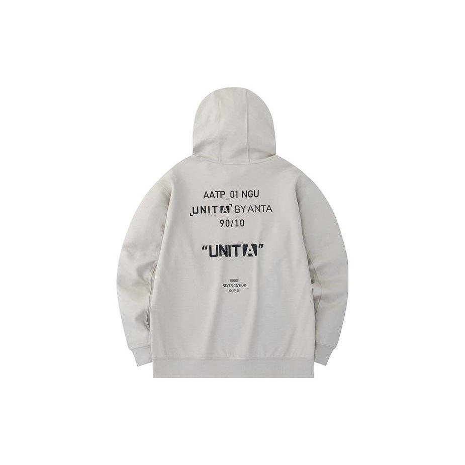 Anta Comprehensive Training Series Lettered Hooded Pullover Sweatshirt Men Sweatshirt Light-Gray 152337716-1