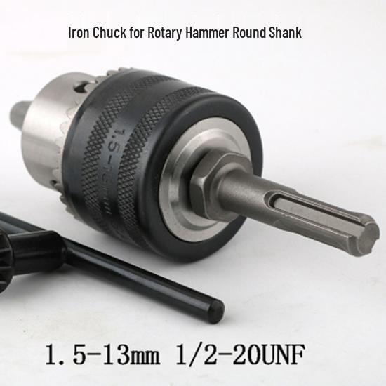 Multi-function Rotary Hammer to Electric Drill Adapter: Round/Square Shank, Four-Flute, Round Head