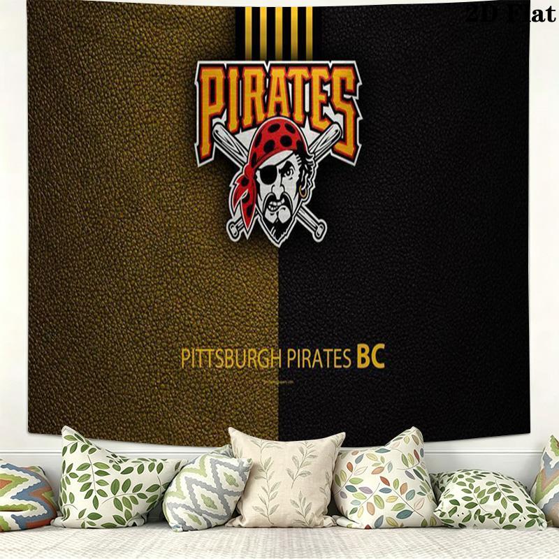 Pittsburgh Pirates Logo Wall Tapestry Aesthetic Wall Hanging Printed Fabric Blanket Decorative Tapestries for Bedroom Living Room Home Decor