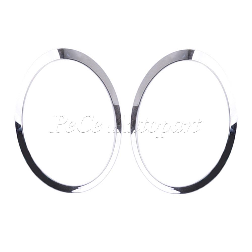 Per Mini Per Cooper F55 F56 F57 2014-2021 Nero Lucido/Placcato Argento Anello Faro Cornice Rivestimento Copertura Circostante 51137300631