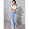 European and American High-Waisted Women's Washed Plus Size Wide-Leg Jeans