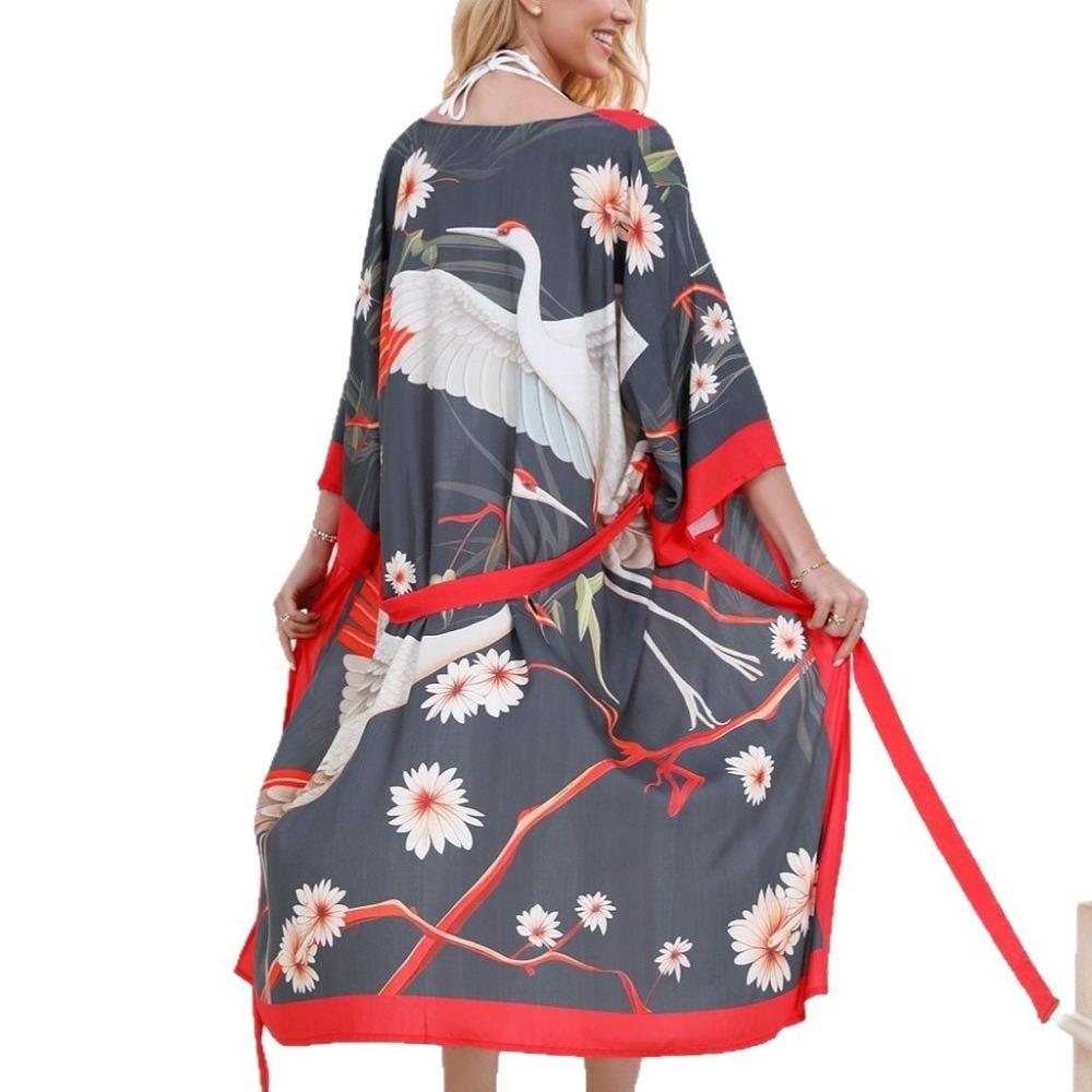 Plus Size Boho Kaftan Dress, Women's Plus Maxi Cover Up Dress