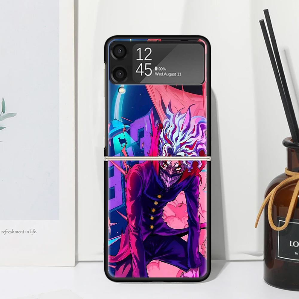 Anime D-Dandadans Okarun Phone Case Cover for Samsung Galaxy Z Flip 7 6 5 4 3 5G Flip3 Flip4 Flip5 ZFlip6 ZFlip7 Black Fundas Cl