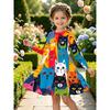 Girls' 3D Color Cat Dress Long Sleeve Summer Spring Vacation Daily Holiday Princess Beautiful Sweet Kids 4-12 Years Casual Dress A Line Dress