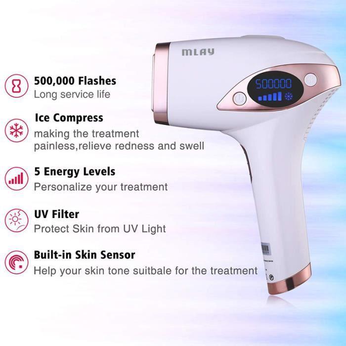 Pulsed Light Epilator Frozen Freezing Point IPL Laser Hair Removal 500000 Flashes Hair Removal Body Face Bikini Underarms