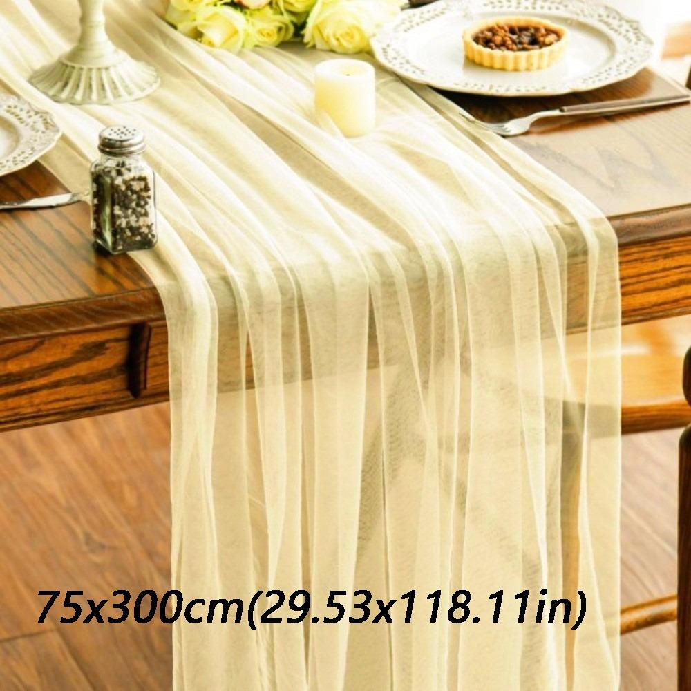 Elegant Tulle Tulle Sheer Table Runner Boho Rustic Chiffon Table Runner  Party Banquet