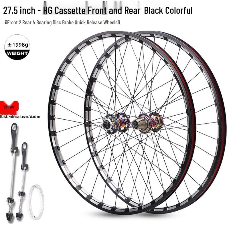 Mountain Bike Wheelset: 26/27.5/29 Inch, Front & Rear Quick Release, Disc Brake Compatible