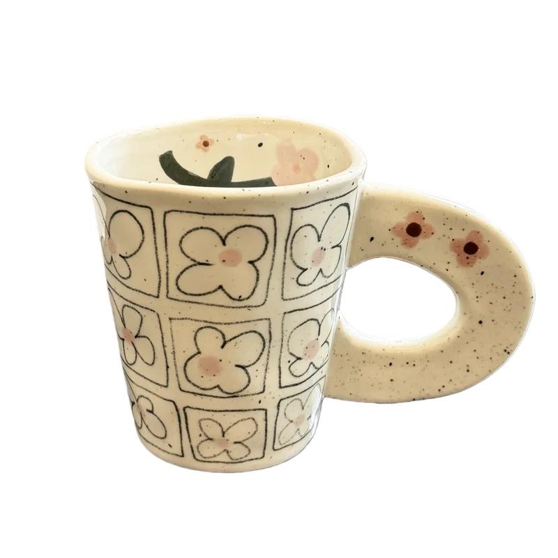 JUSTINLAU Ceramic Mug Valentine's Day Gifts Breakfast Coffee Milk Oat Cup Creative Couple Cup with Handle Home/Office Water Cups