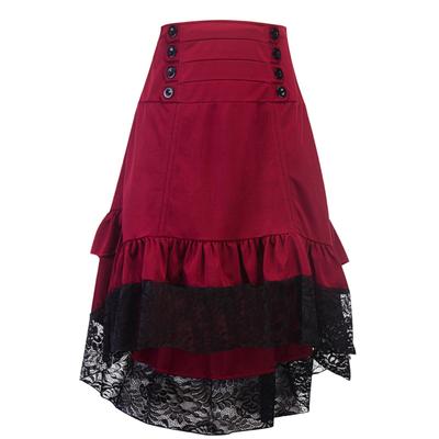 Womens Gothic Skirts For Halloween High Waist Vintage Court High Low Skirts Halloween Pirate Cospaly Costume