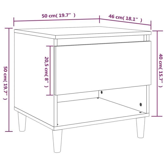 VidaXL Tables de chevet 2 pcs Noir 50x46x50 cm Bois d’ingénierie 819535